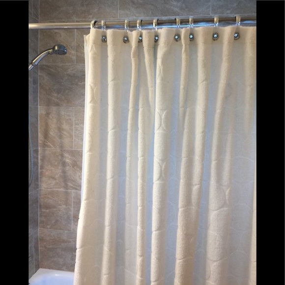 White Fabric Shower Curtain for Bathroom - Picture 1 of 6